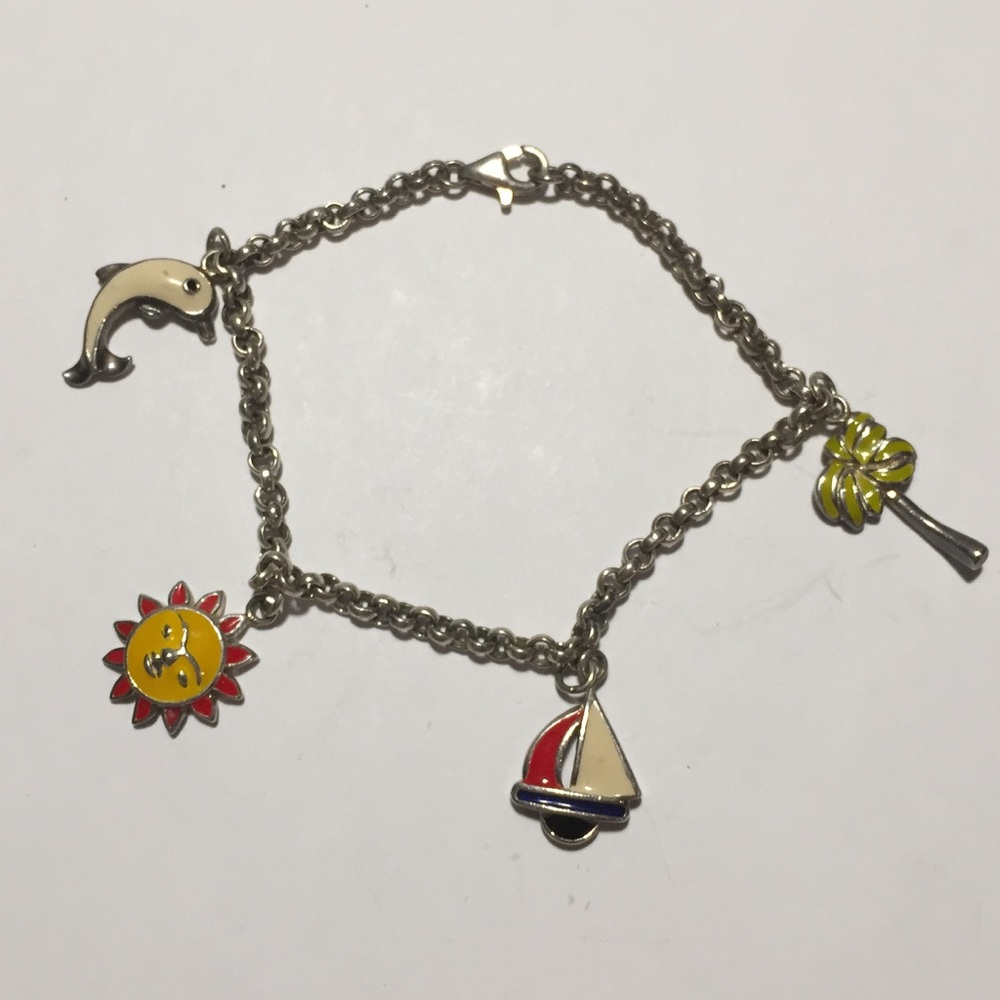 Vintage Sterling beach themed charm bracelet